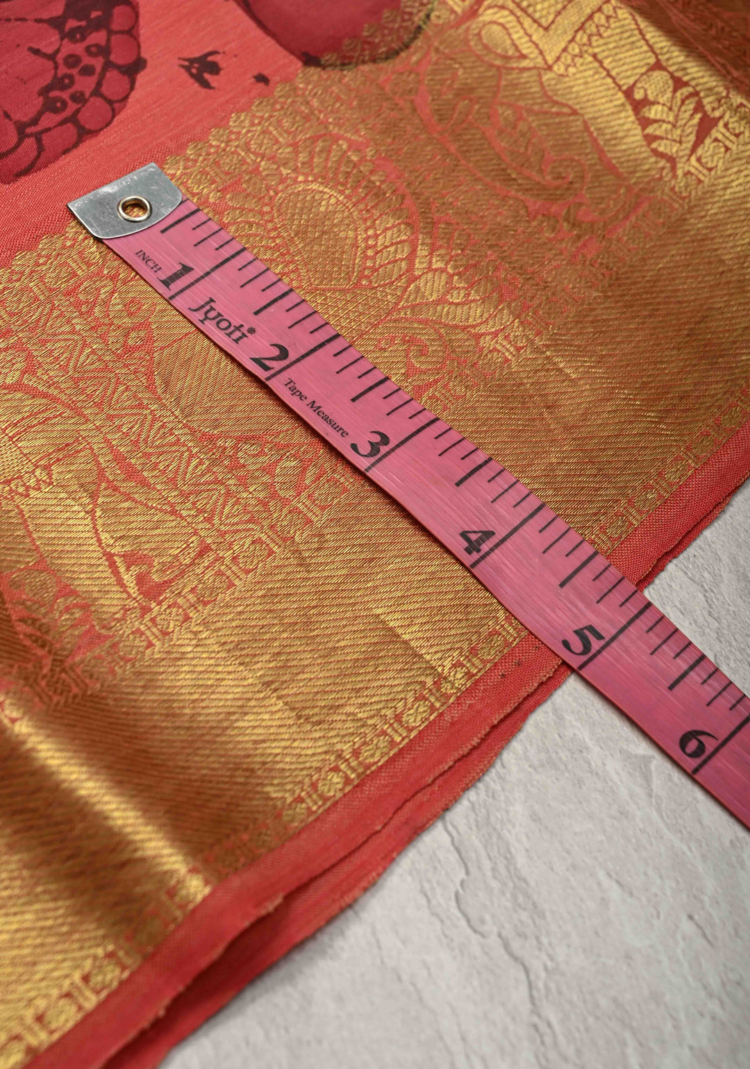 Humming Bird and Butterfly Design Theme : Coral Pink Authentic Pen kalamkari on Pure Kanjivaram Silk Saree with Zari Buttas and Zari Border | SILK MARK CERTIFIED