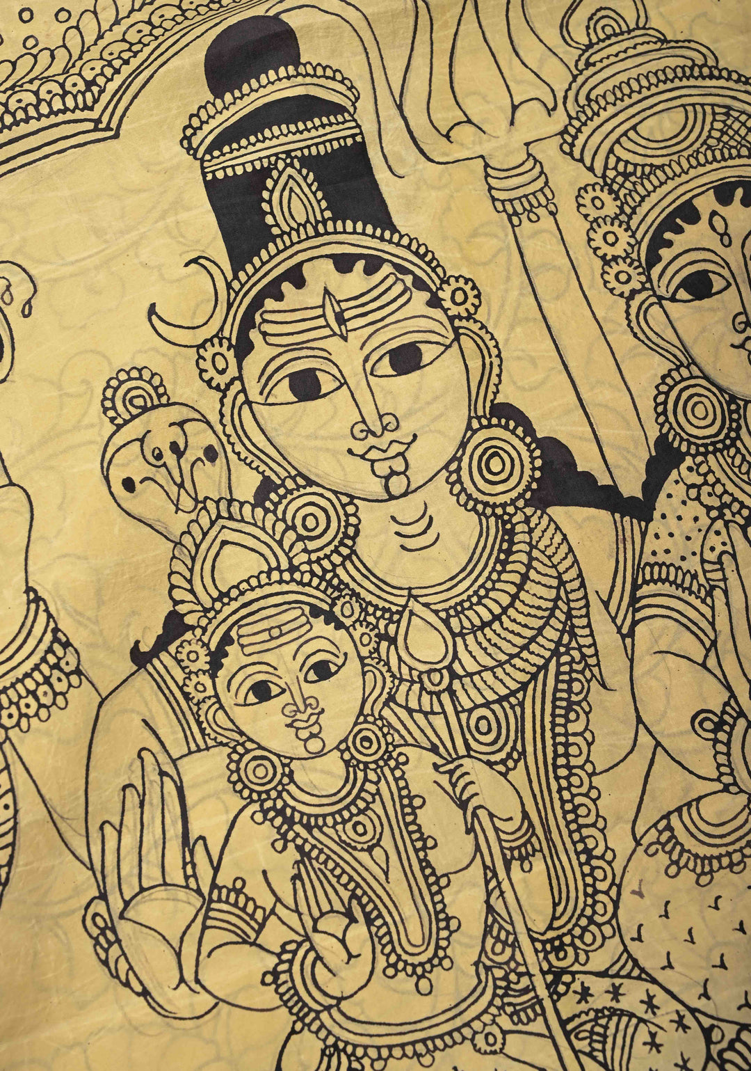 Stunning Gowri Kalyanam - Authentic Pen Kalamkari on Pure Kanjivaram Silk Saree with Zari Border | SILK MARK CERTIFIED
