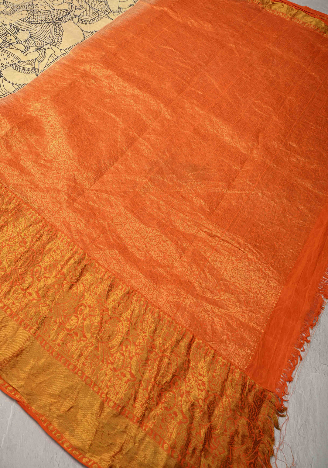 Stunning Gowri Kalyanam - Authentic Pen Kalamkari on Pure Kanjivaram Silk Saree with Zari Border | SILK MARK CERTIFIED