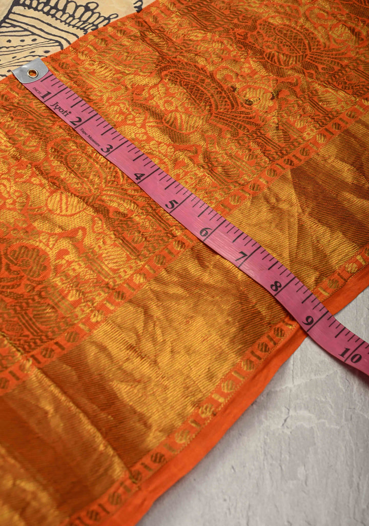 Stunning Gowri Kalyanam - Authentic Pen Kalamkari on Pure Kanjivaram Silk Saree with Zari Border | SILK MARK CERTIFIED