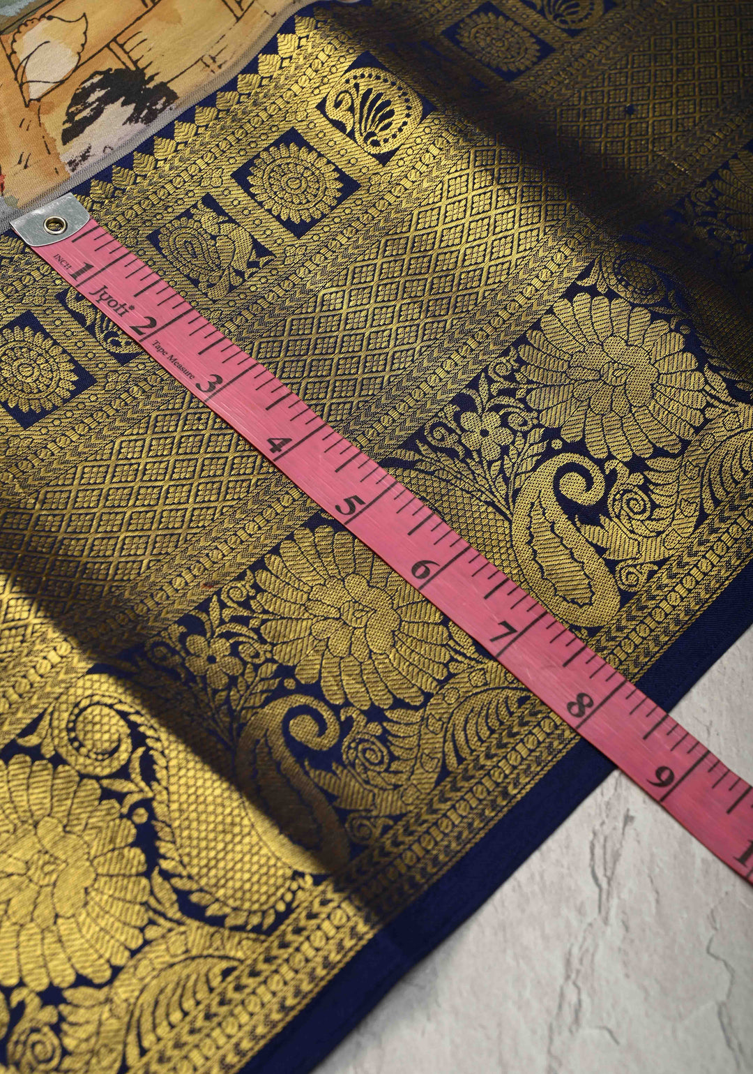 Beautiful Dancing Queens Theme : Authentic Pen Kalamkari on Pure Kanjivaram Silk Saree with Zari Border | SILK MARK CERTIFIED