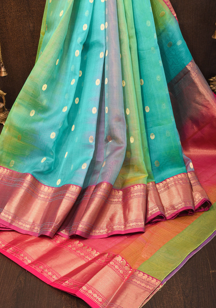 Stunning Ombre Chanderi Silk Saree in Multicolor Tone