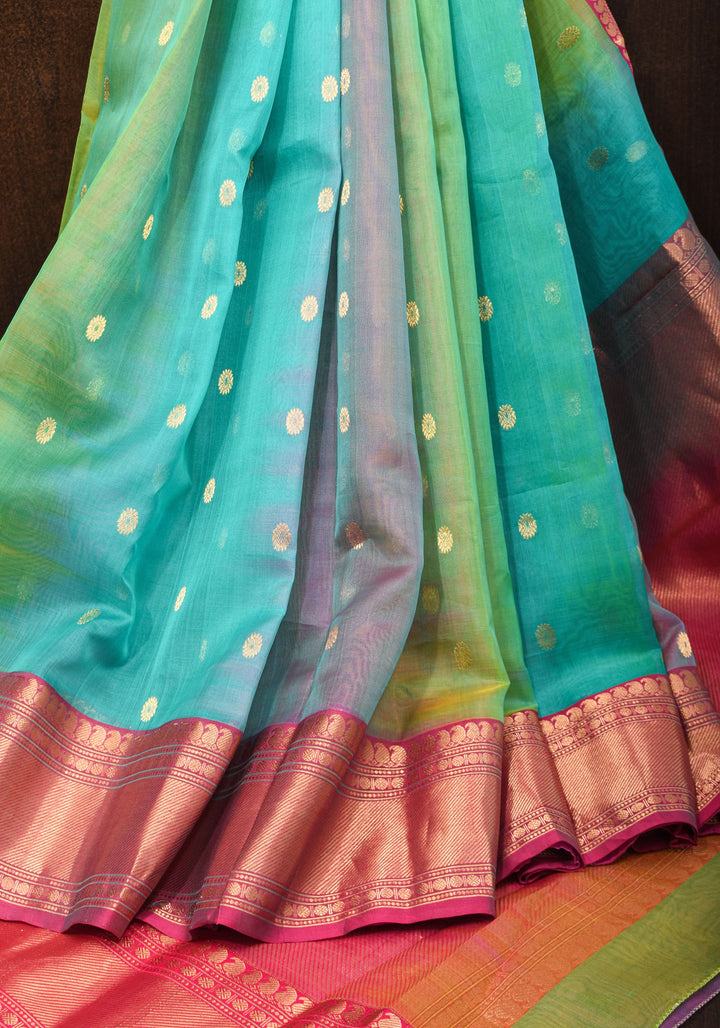 Stunning Ombre Chanderi Silk Saree in Multicolor Tone