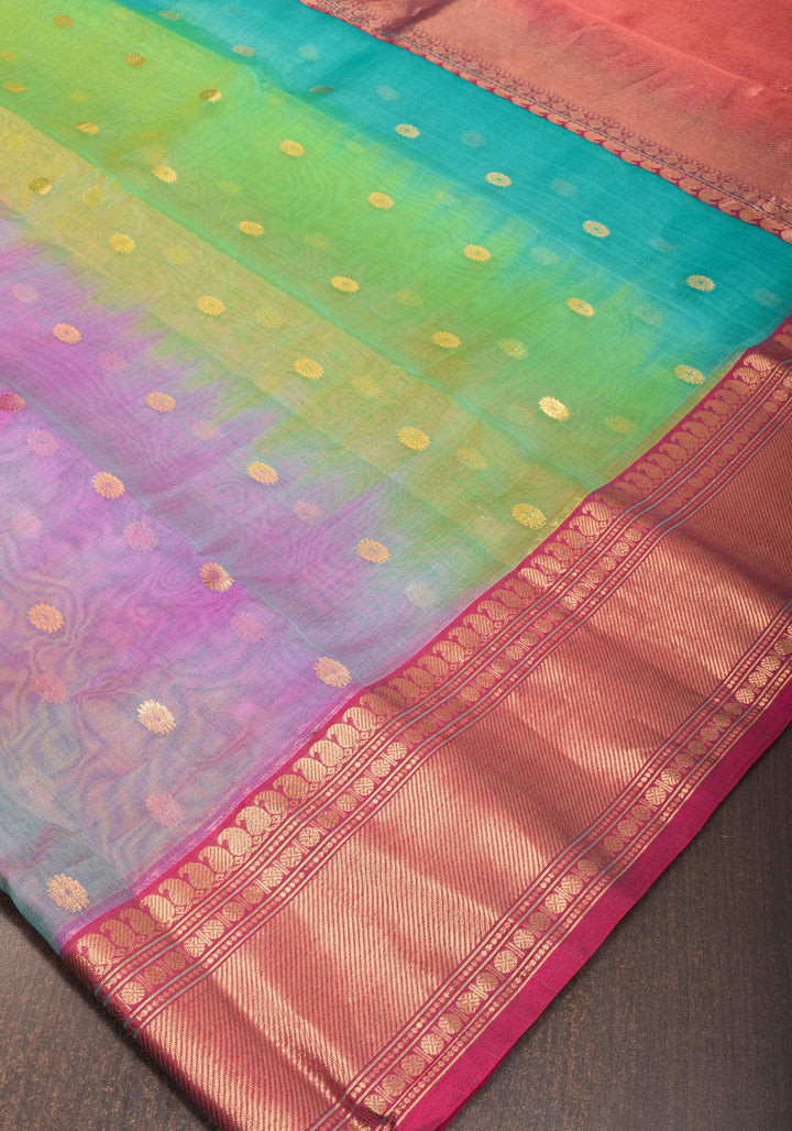 Stunning Ombre Chanderi Silk Saree in Multicolor Tone