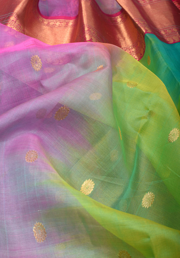 Stunning Ombre Chanderi Silk Saree in Multicolor Tone