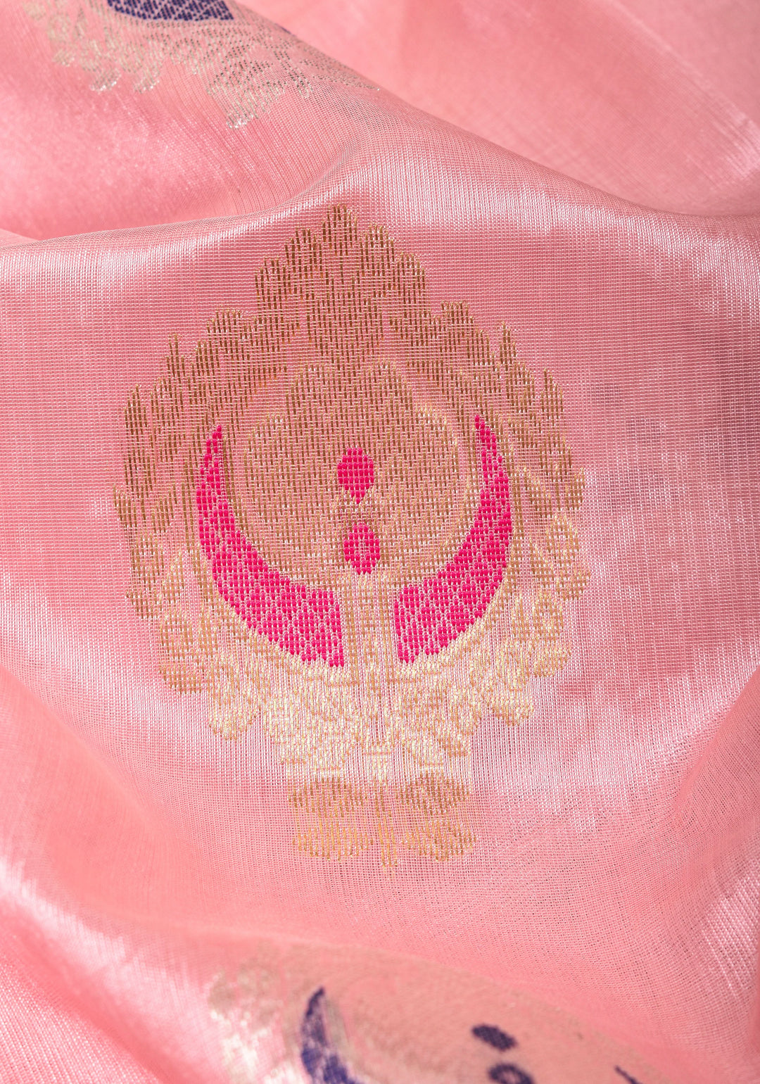 Elegant Rose Pink Chanderi Saree with Meenakari Chand Damask Motifs and  Zari Border