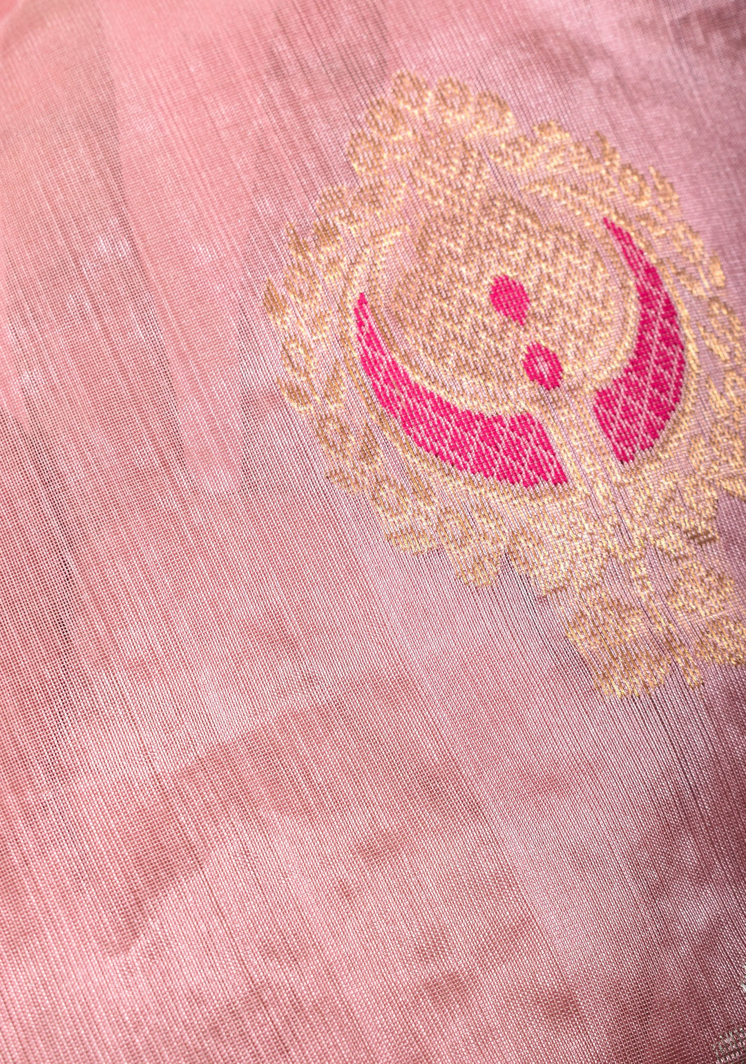 Elegant Rose Pink Chanderi Saree with Meenakari Chand Damask Motifs and  Zari Border
