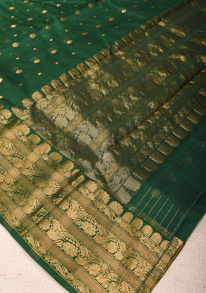 Exquisite Hunter Green Chanderi Silk Saree with Zari Buttas