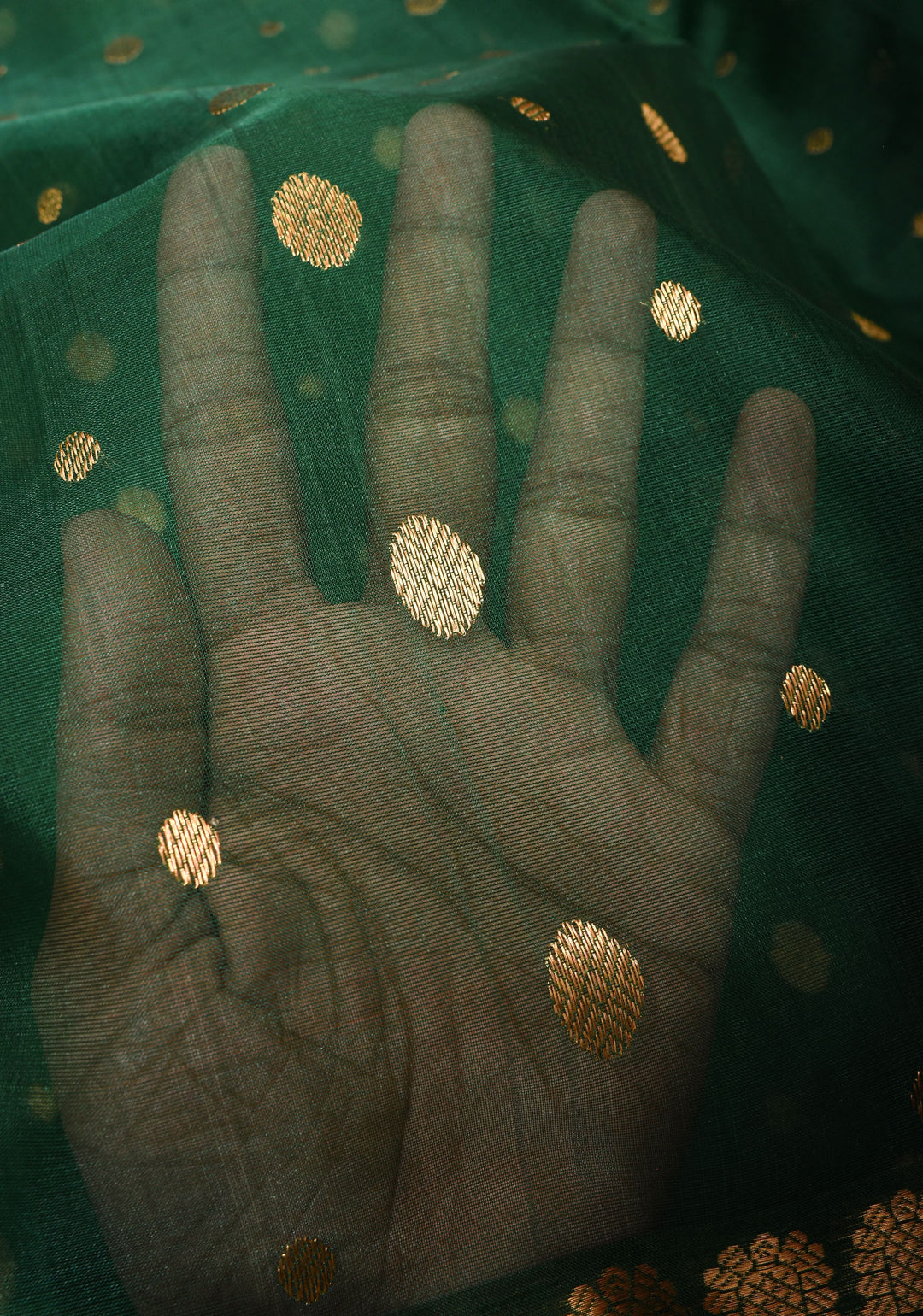 Exquisite Hunter Green Chanderi Silk Saree with Zari Buttas