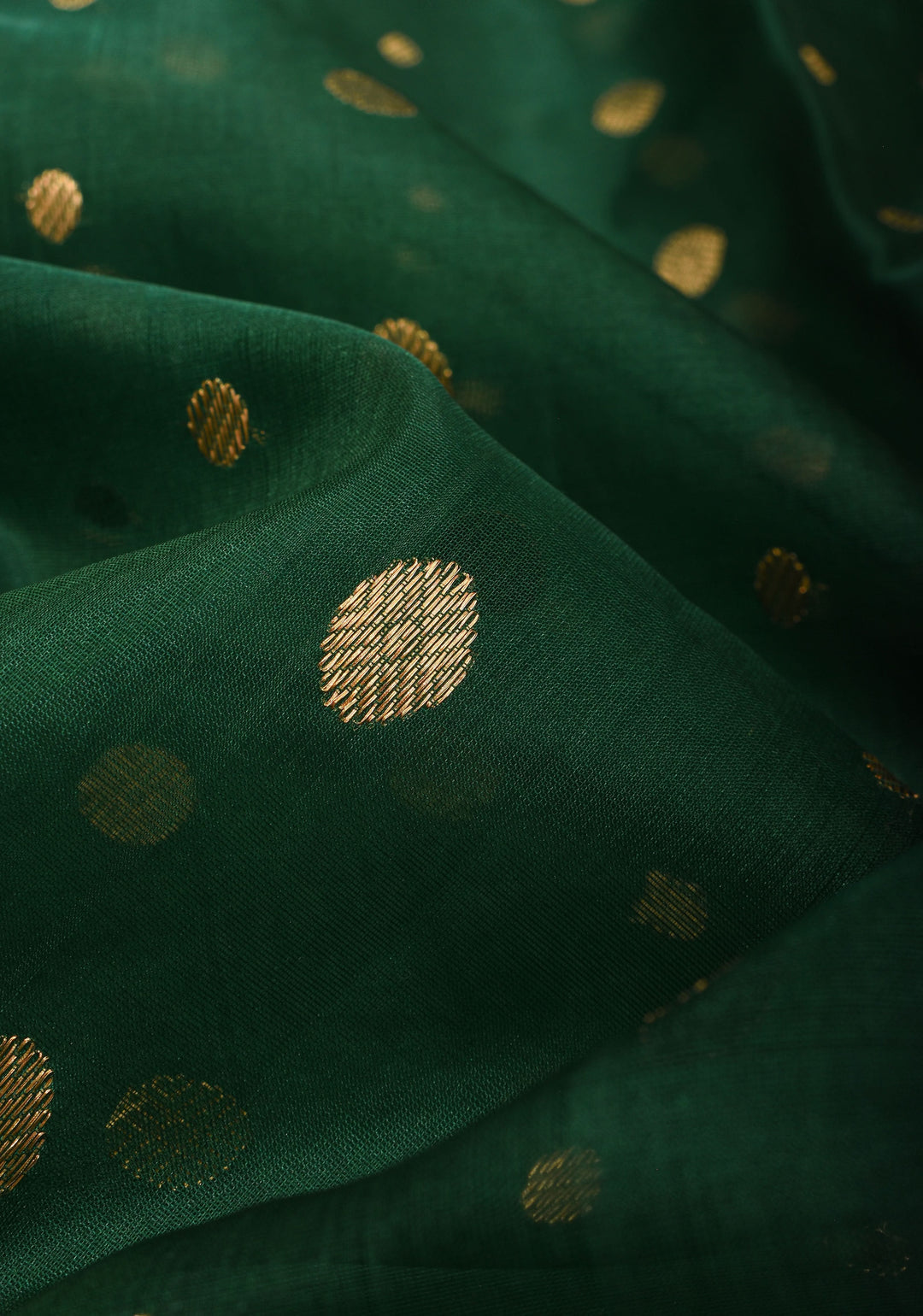 Exquisite Hunter Green Chanderi Silk Saree with Zari Buttas