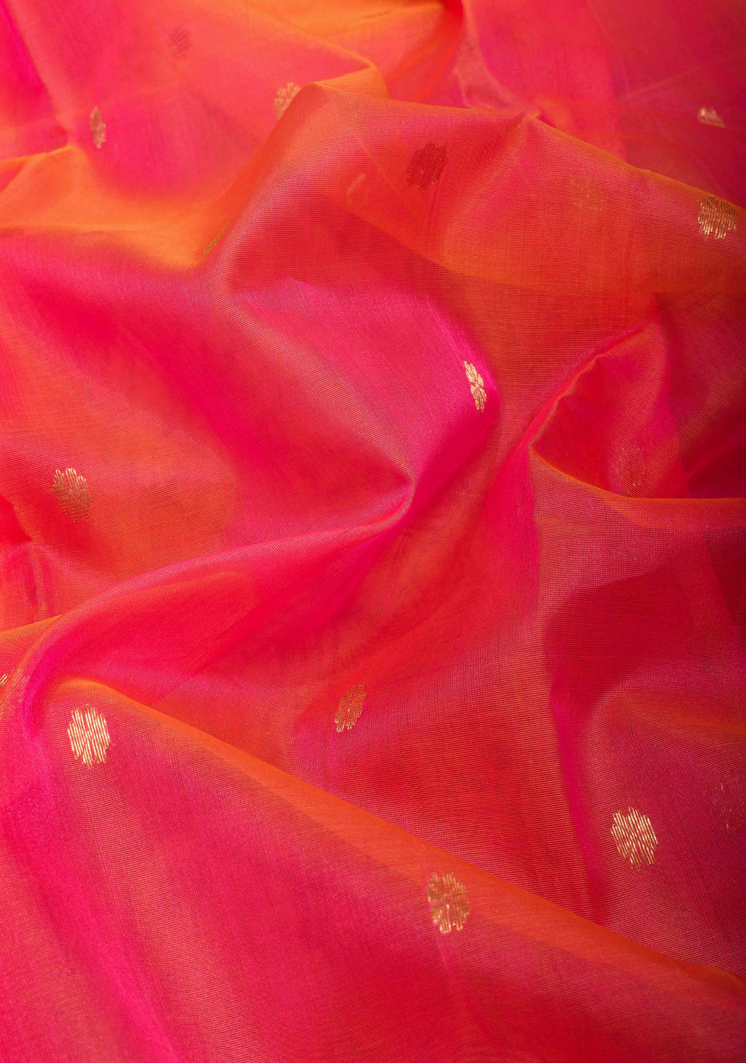 Pink Dual tone Chanderi Silk Saree with Chunri Buttas and Zari Borders