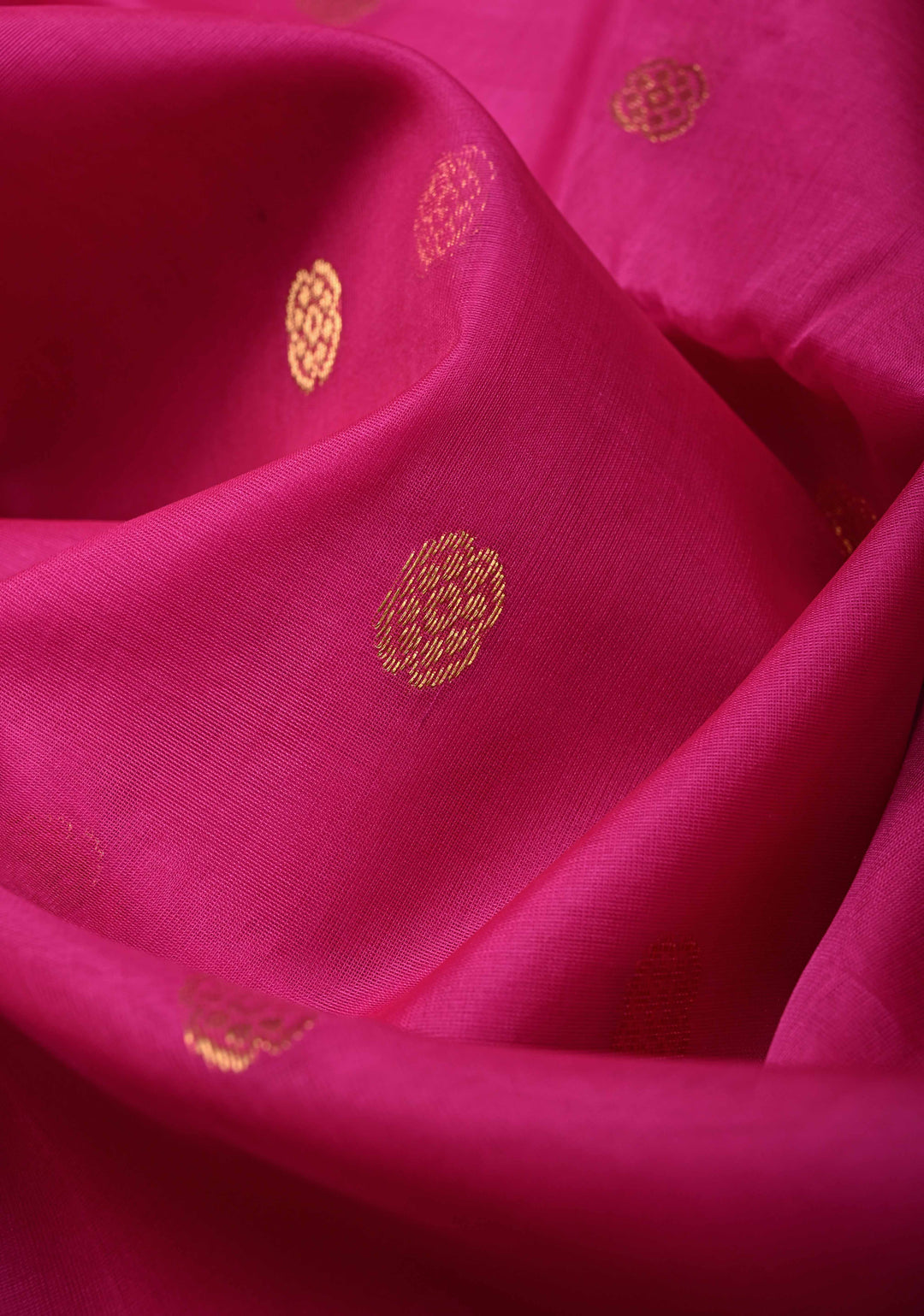 Chanderi Silk Saree in Red with Zari Buttas and Contrast Zari Borders (Copy)