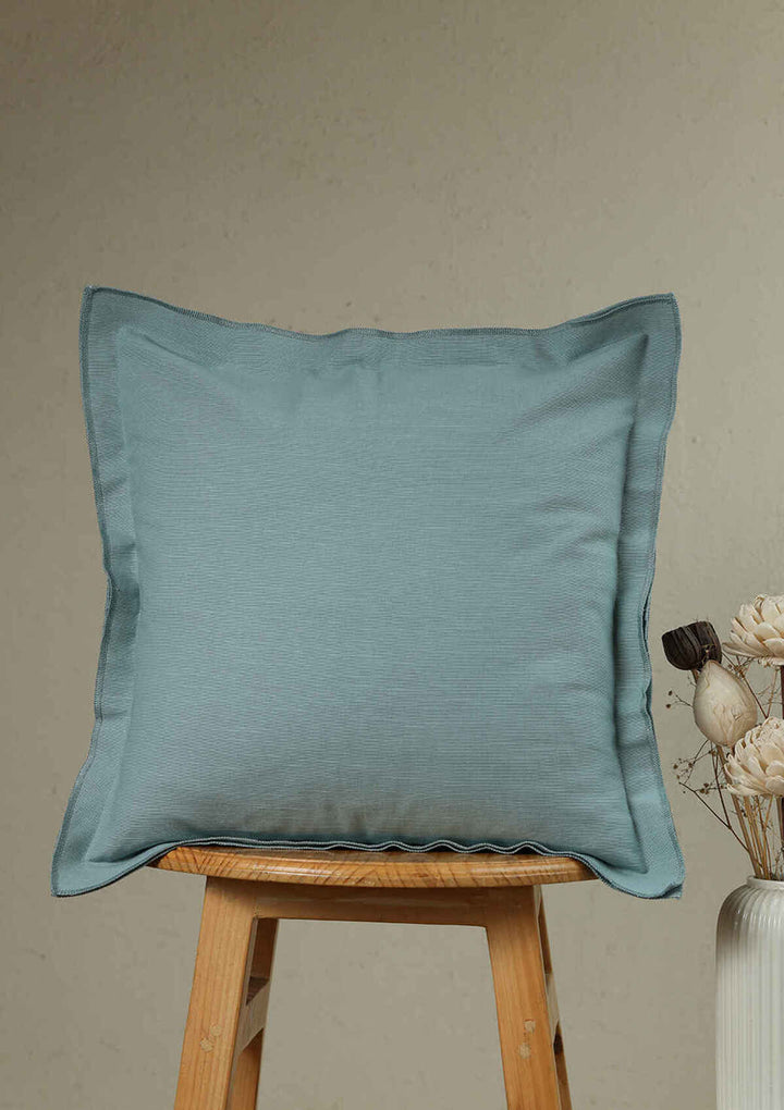 Marine Teal Solid 100% Cotton Cushion Cover For Sofa | SHOBITAM