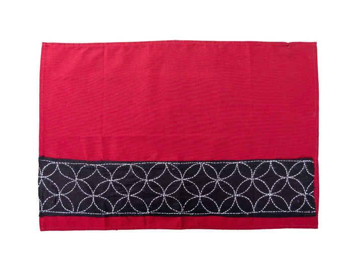 Maroon Black Kantha Cotton Table mat- set of 4 | SHOBITAM
