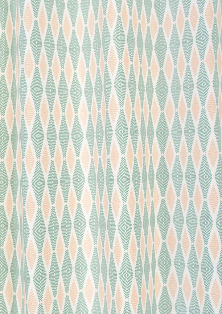 Maze 100% cotton geometric curtain for living room - Light Reduction - Sage green - Single - Single Piece | SHOBITAM