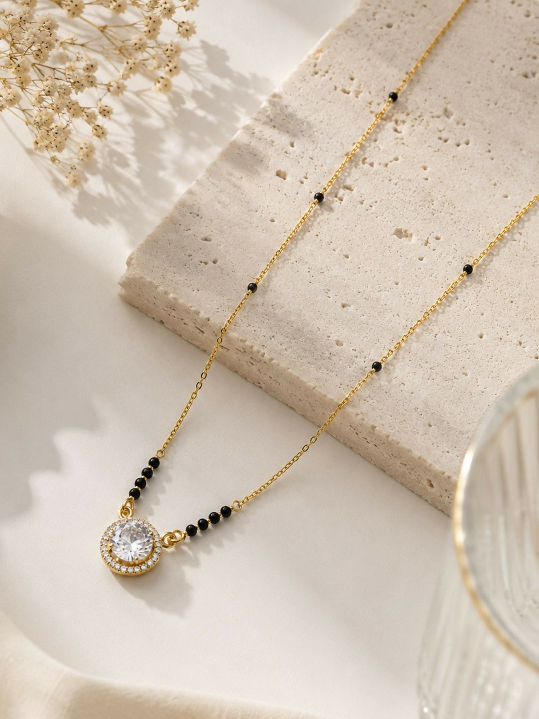 Cz Diamond Wedding Inspired Gold Diamond Mangalsutra | SHOBITAM