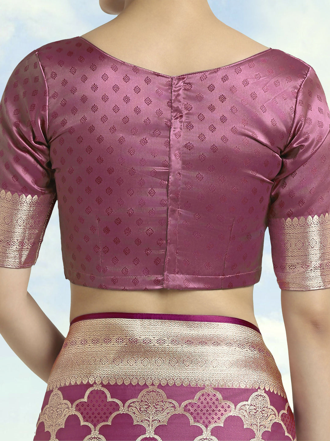 Rose Pink Banarasi Satin Silk Saree | SHOBITAM