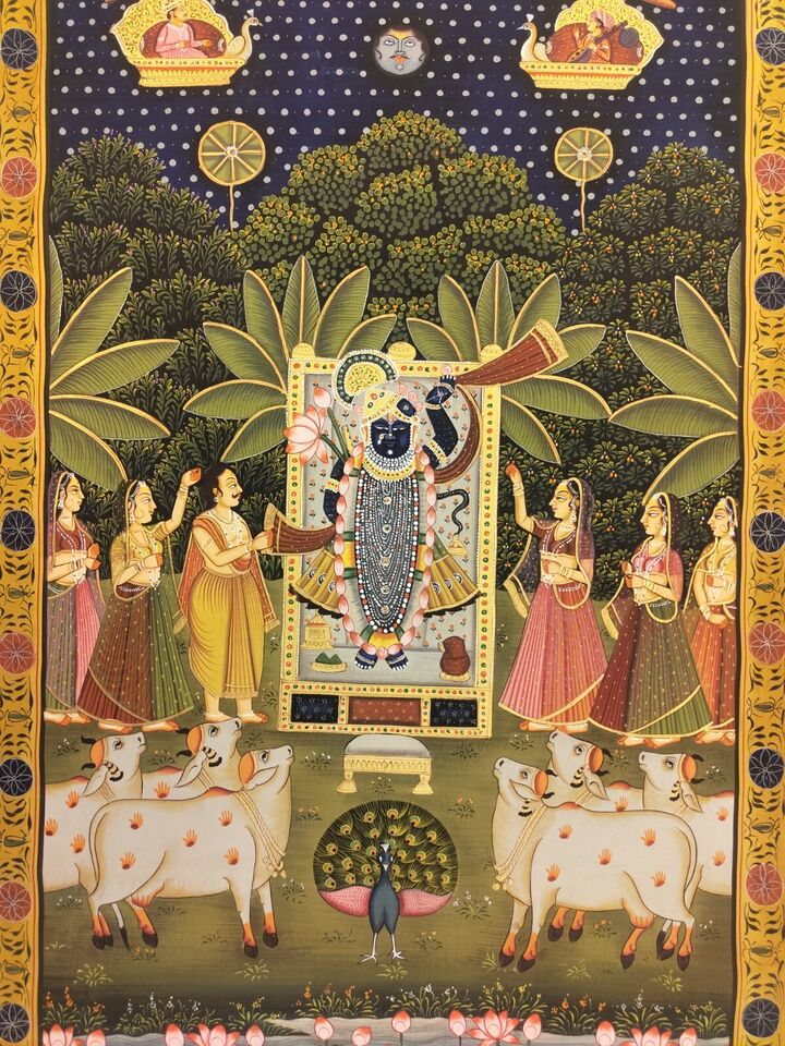 2x3 feet Authentic Jaipur Painting Shreenath ji Ratri | SHOBITAM