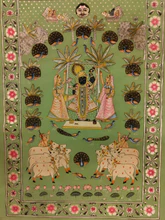 2.5 x 3.5 feet Authentic Jaipur Painting Shreenath ji ina Pista Background  | SHOBITAM