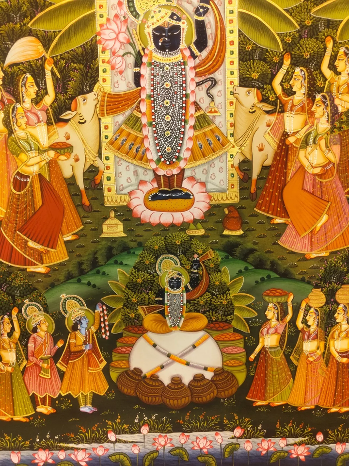 2x3 feet Authentic Jaipur Painting SHREENATH JI in SADHNA  | SHOBITAM