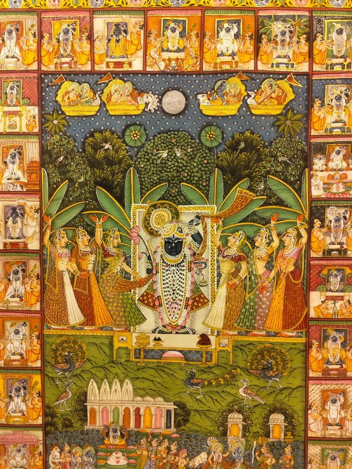 5x3 feet Authentic Jaipur Painting Shreenath ji Vibhin Roop  | SHOBITAM