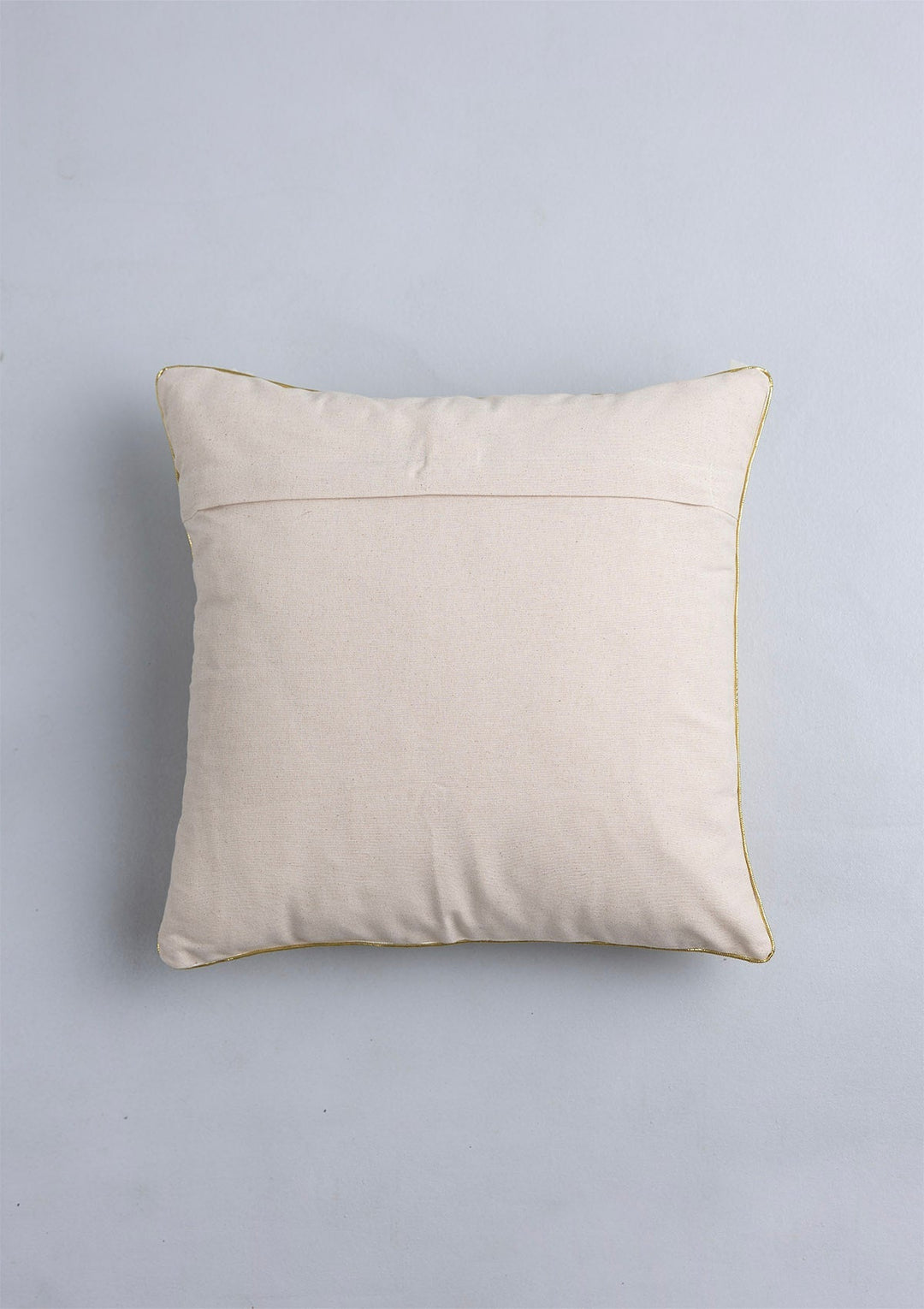 Mirra Luxury Gold-Printed Beige Cushion Cover for Sofa – 100% Cotton, 16" x 16" | SHOBITAM