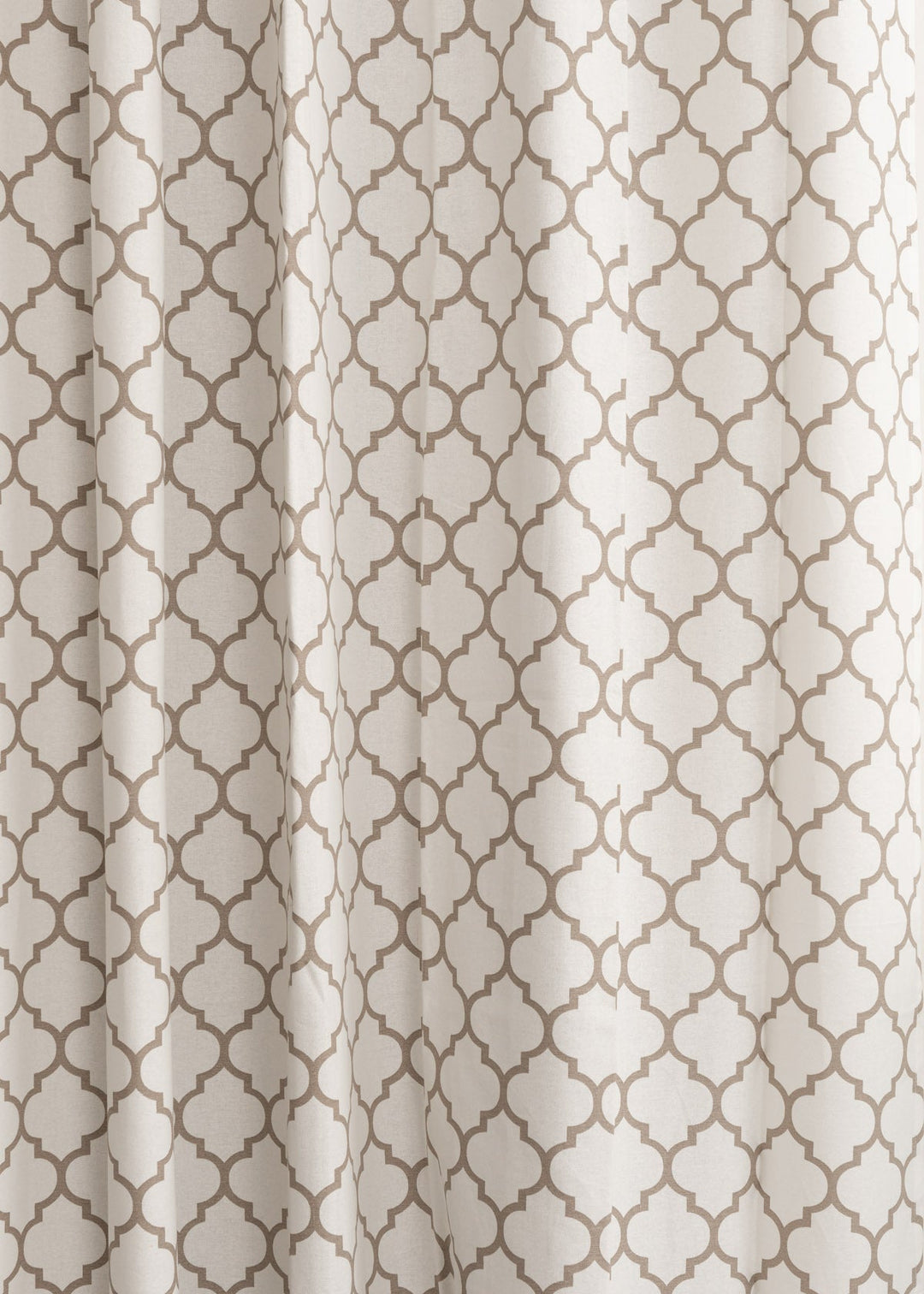 Trellis Printed Walnut Grey 100% cotton geometric curtain for bed room - Light Reduction - Single Piece | SHOBITAM
