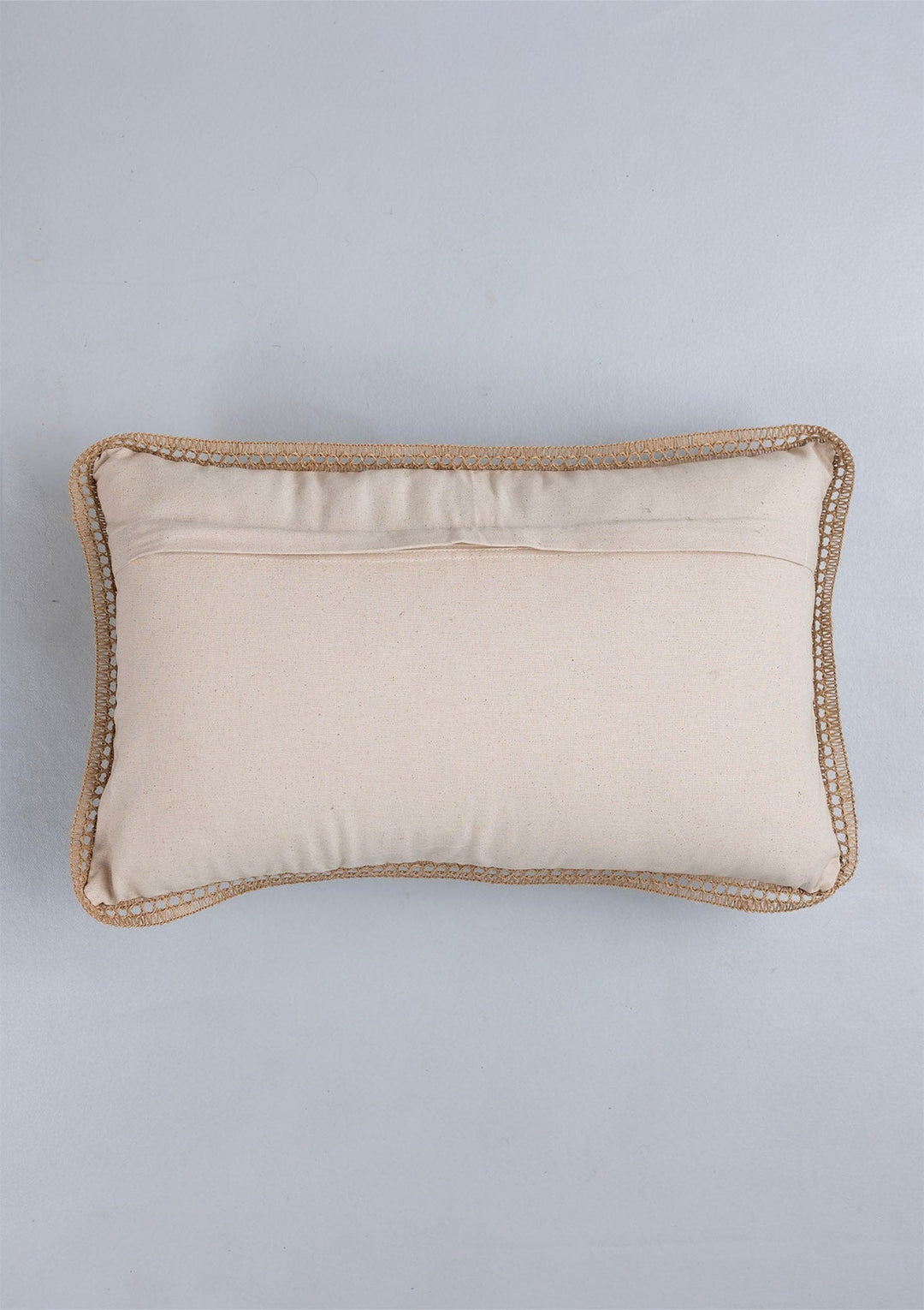 Mukta Embroidered Brown & Beige Cushion Cover for Sofa – 100% Cotton, 12" x 20" | SHOBITAM