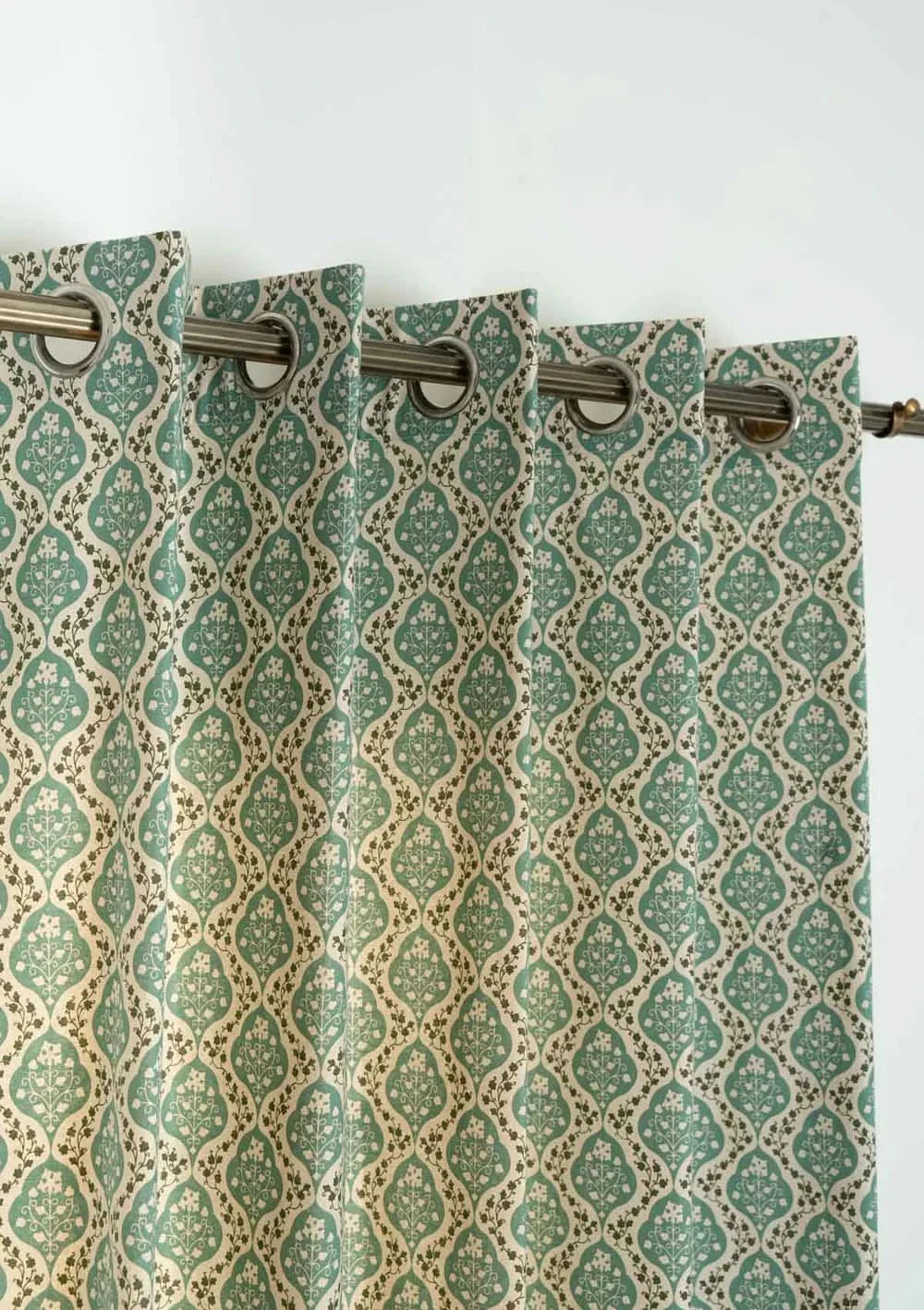 Persian Whimsy Floral printed 100% Cotton Curtain, single panel,  Customizable for size, lining and headers