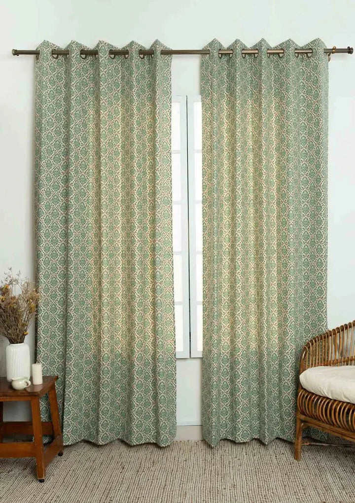 Persian Whimsy Floral printed 100% Cotton Curtain, single panel,  Customizable for size, lining and headers