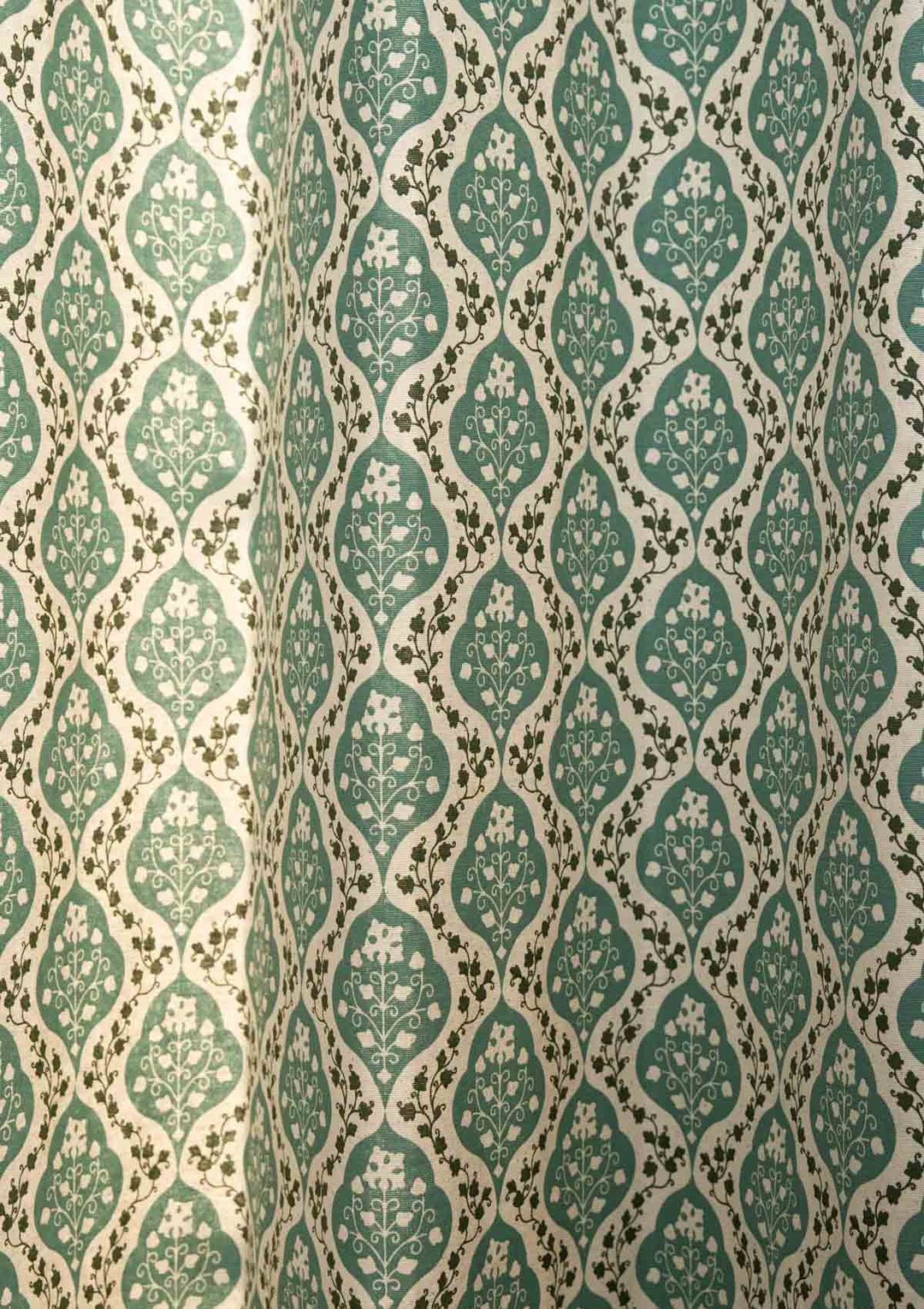 Mulbagal Geometric - Floral printed 100% Cotton Curtain for Living Room and Bedroom - Room Darkening - Sage Green - Single Piece | SHOBITAM