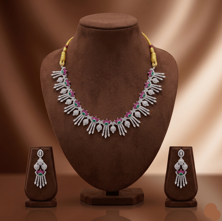 Multicolour CZ Necklace Set | SHOBITAM