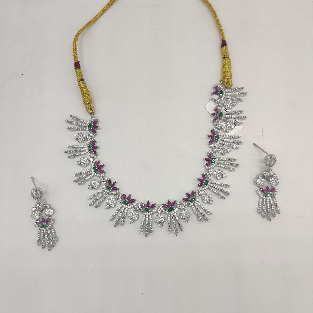 Multicolour CZ Necklace Set | SHOBITAM