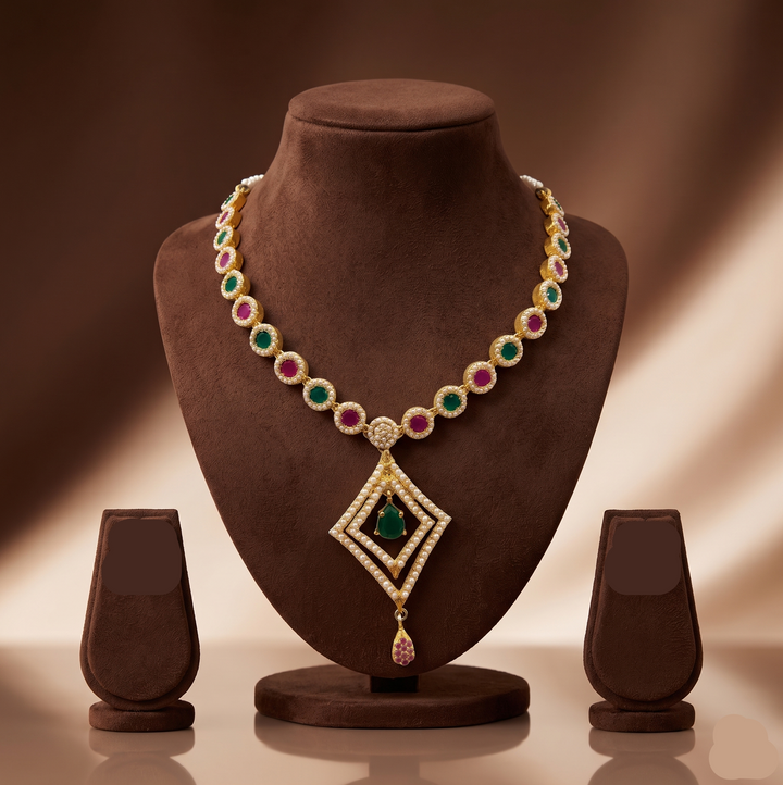 Multicolour CZ Heritage Necklace | SHOBITAM