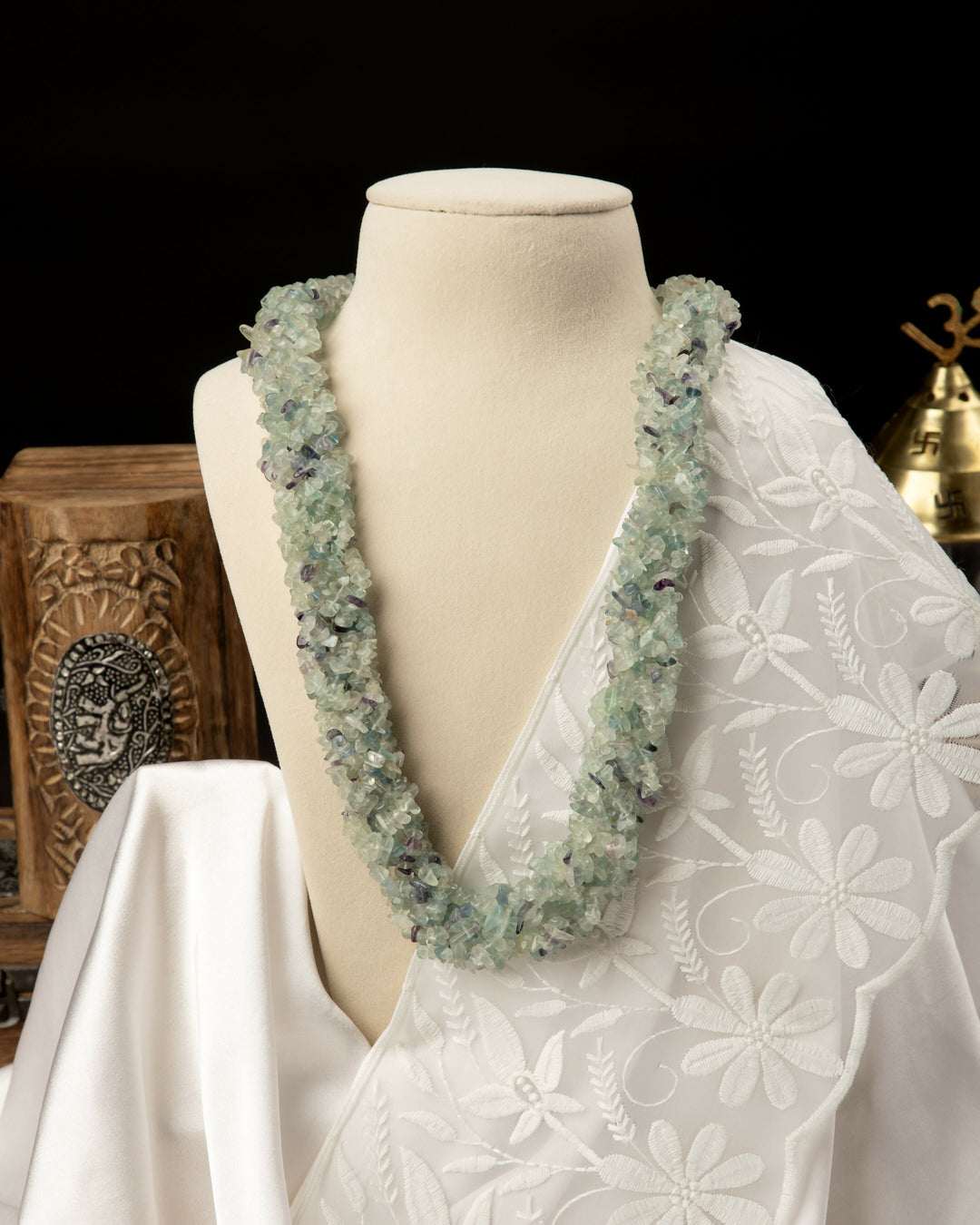 Marakata Mala- Natural Flourite Hand-Braided Mala | SHOBITAM