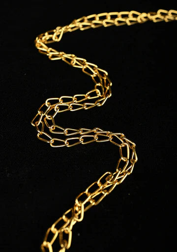 Golden Reverie Brass Necktie Necklace | SHOBITAM