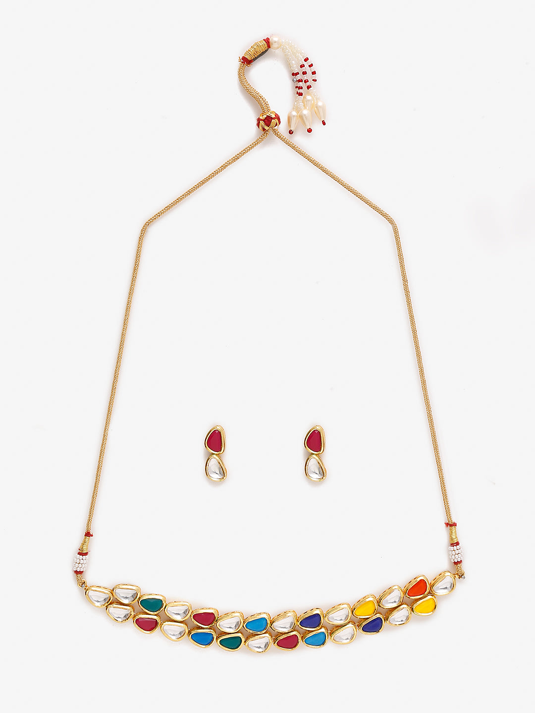 Multi Kundan Choker with Earrings | SHOBITAM