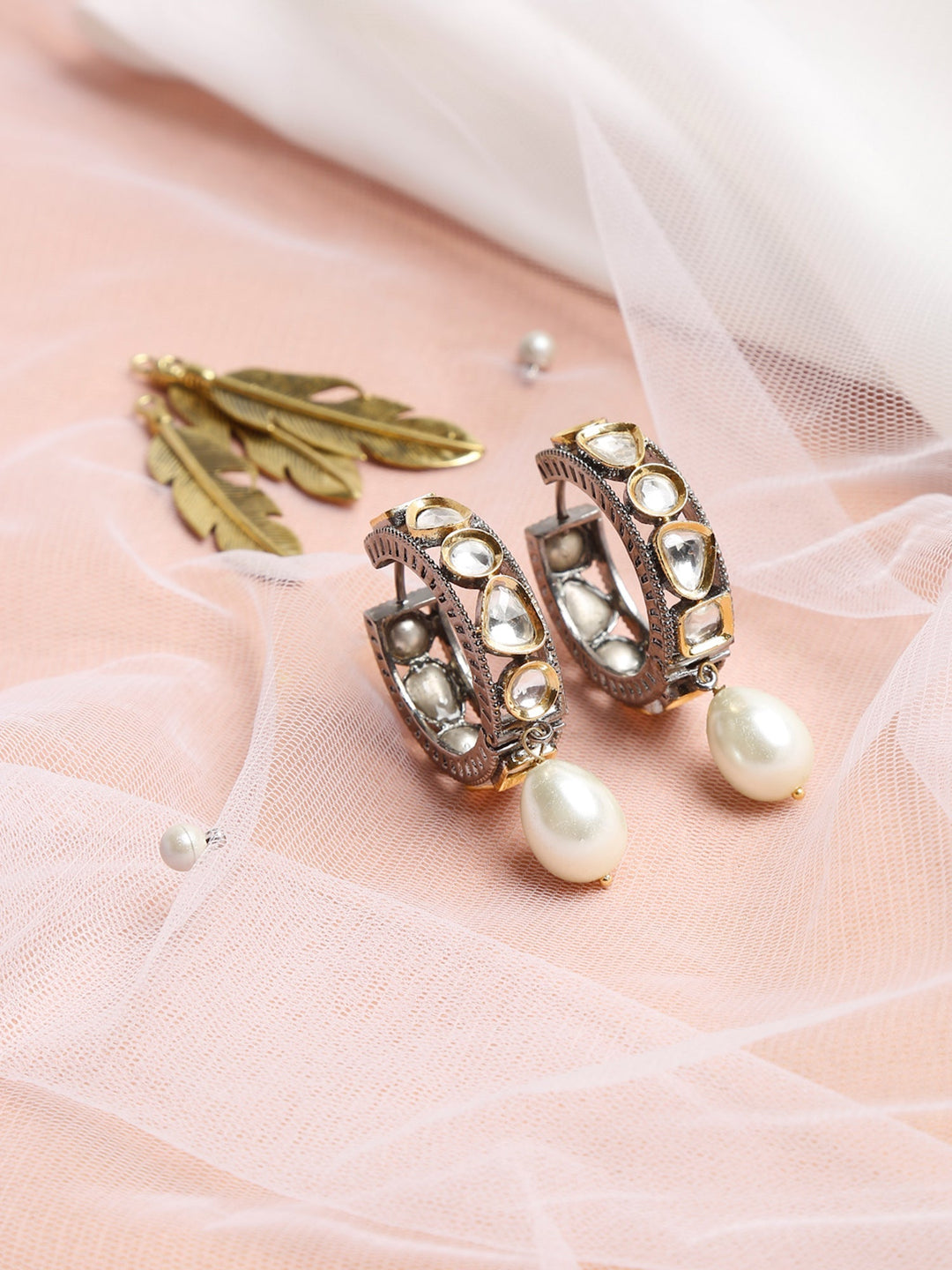 Women's Kundan Pearl Loops | SHOBITAM