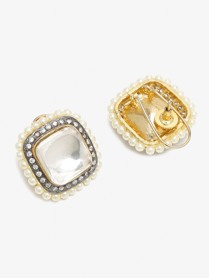 Ruby Raang Kundan Sqaure Studs, Formal Wear | SHOBITAM