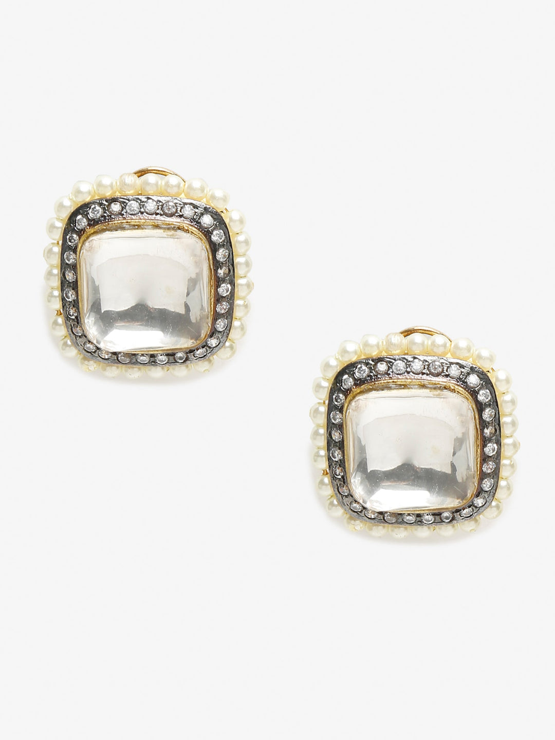 Ruby Raang Kundan Sqaure Studs, Formal Wear | SHOBITAM