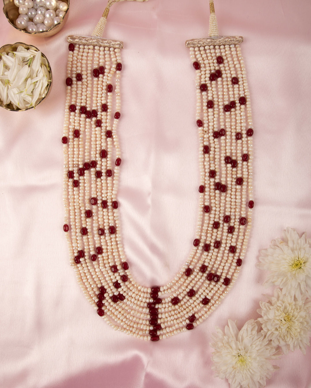 Ranihaar Gulnaar – 10 Layer Natural Spinel & Pearl Mala | SHOBITAM