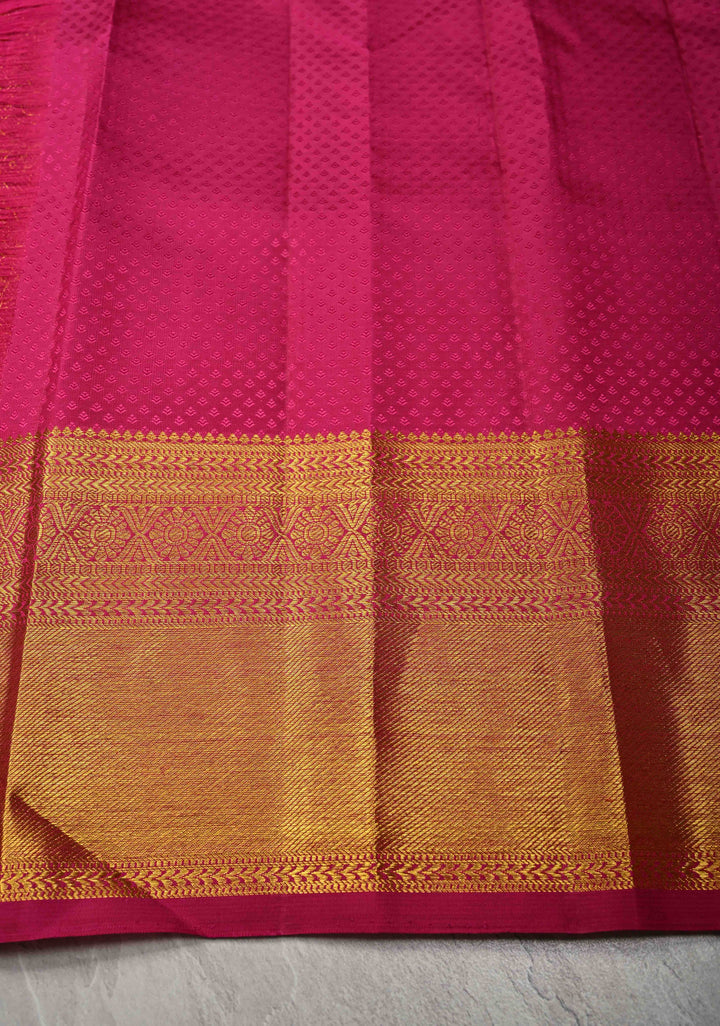 Purple Dual tone Self Brocade on Kanjivaram Pure Silk Saree with Zari Buttas and Zari Border | SILK MARK CERTIFIED