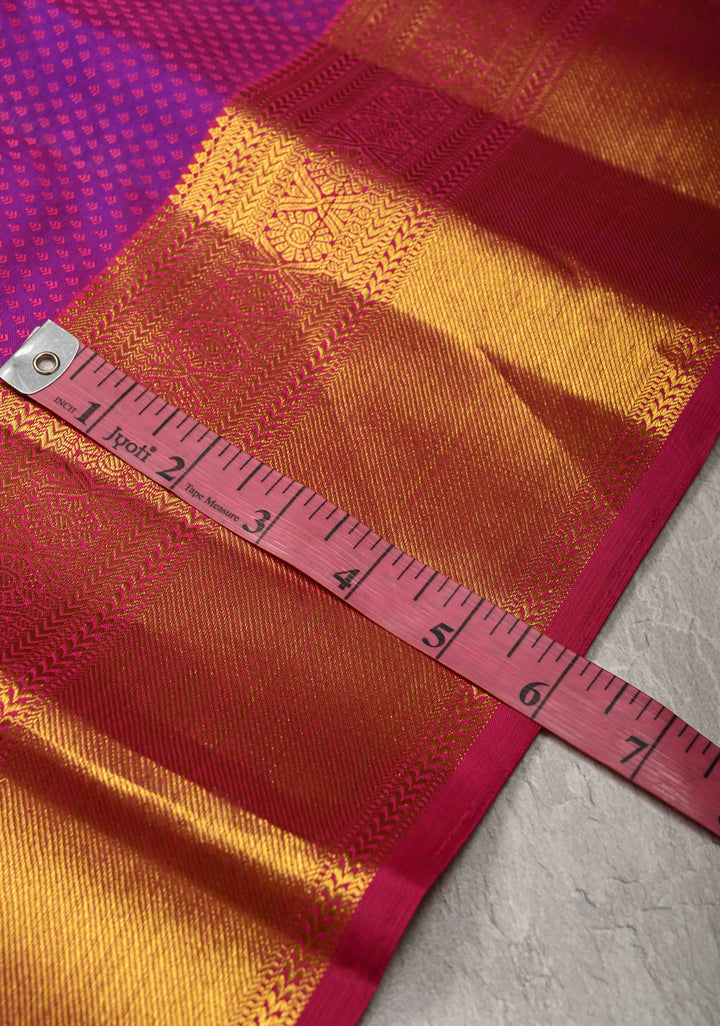 Purple Dual tone Self Brocade on Kanjivaram Pure Silk Saree with Zari Buttas and Zari Border | SILK MARK CERTIFIED
