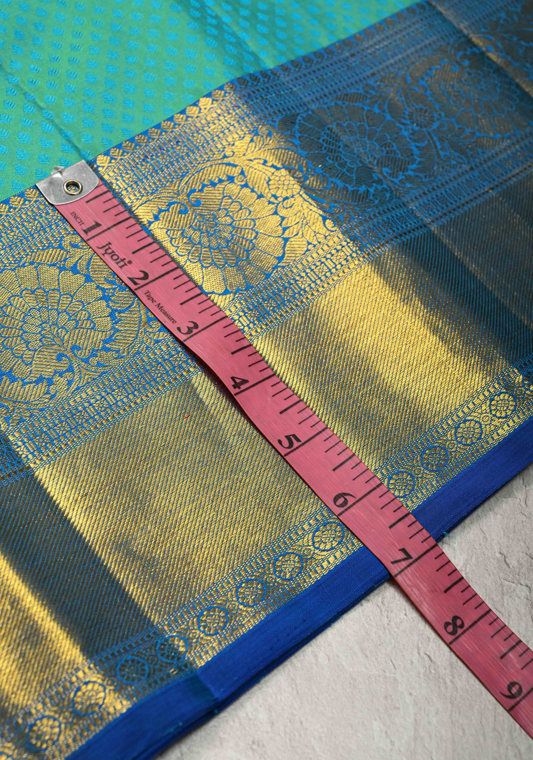 Cyan Green Dual tone Self Brocade on Kanjivaram Pure Silk Saree with Zari Buttas and Zari Border | SILK MARK CERTIFIED