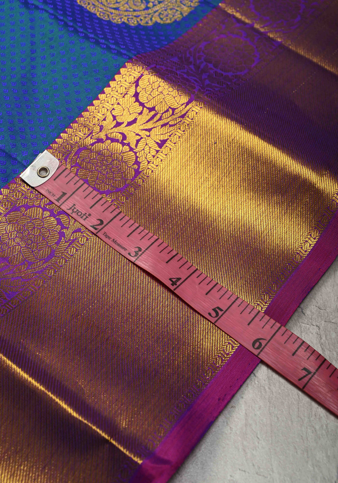 Blue Dual tone Self Brocade on Kanjivaram Pure Silk Saree with Damask Motifs and Zari Border | SILK MARK CERTIFIED