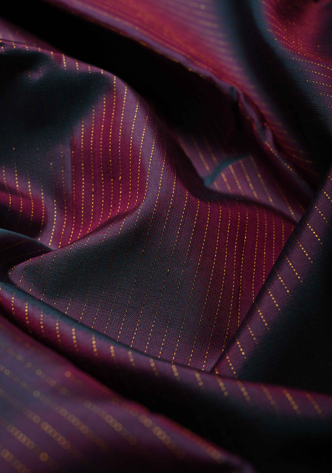 Purple-Teal Pure Kanjivaram Silk Handloom Saree with Vairaoosi Zari Stripes and Distinct Floral Motofs on Border  | SILK MARK CERTIFIED