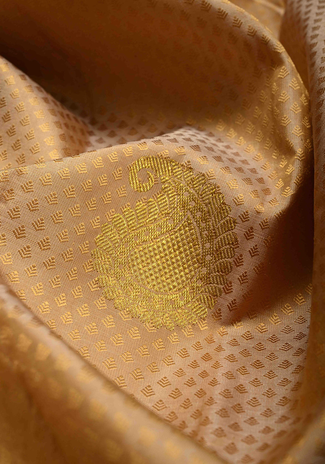 Cream Dual tone Self Brocade on Kanjivaram Pure Silk Saree with Zari Buttas and Zari Border | SILK MARK CERTIFIED