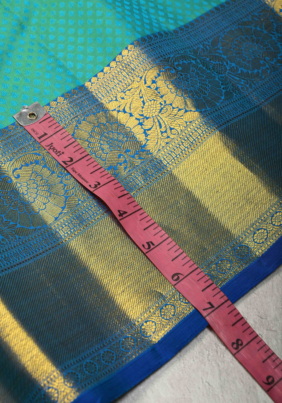 Cyan Dual tone Self Brocade on Kanjivaram Pure Silk Saree with Zari Buttas and Contrst Zari Border | SILK MARK CERTIFIED
