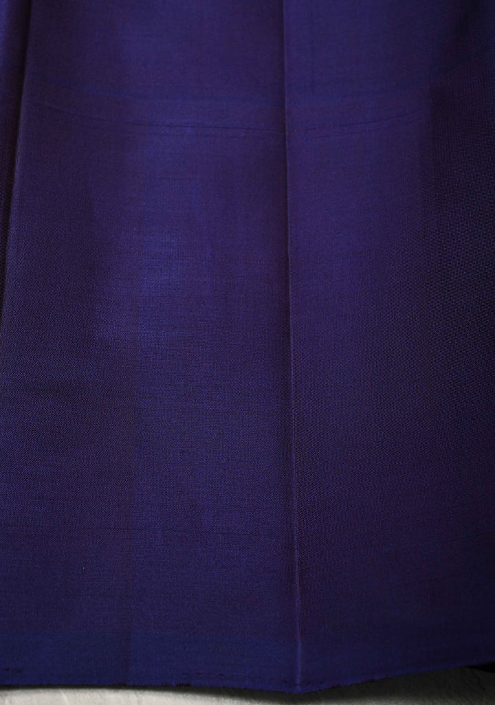Dark Teal Pure Kanjivaram Silk Handloom Saree with Vairaoosi Zari Stripes and Distinct Floral Motofs on Contrast Border  | SILK MARK CERTIFIED