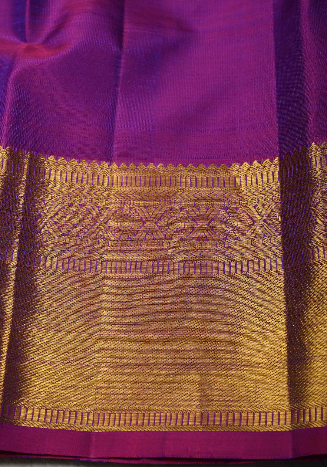 Peacock Blue Dual Tone Vairaoosi Zari Stripes on Pure Kanjivaram Silk Handloom Saree with Damask Buttas and Zari Border  | SILK MARK CERTIFIED